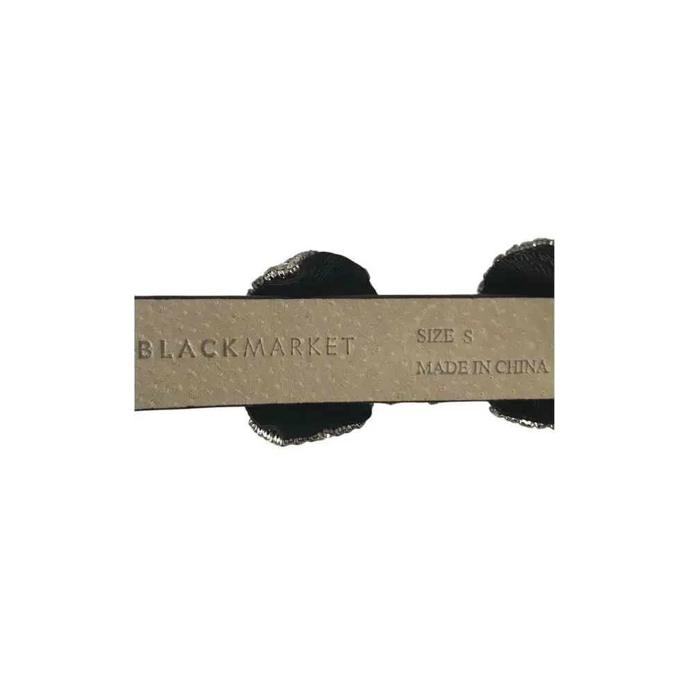 White House Black Market Belt Rhinestone Velvet Glamour Romantic Adjustable